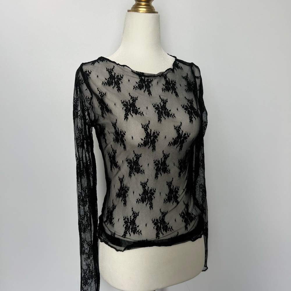 Abercrombie & Fitch Black Lace Top Long Sleeve Never Worn